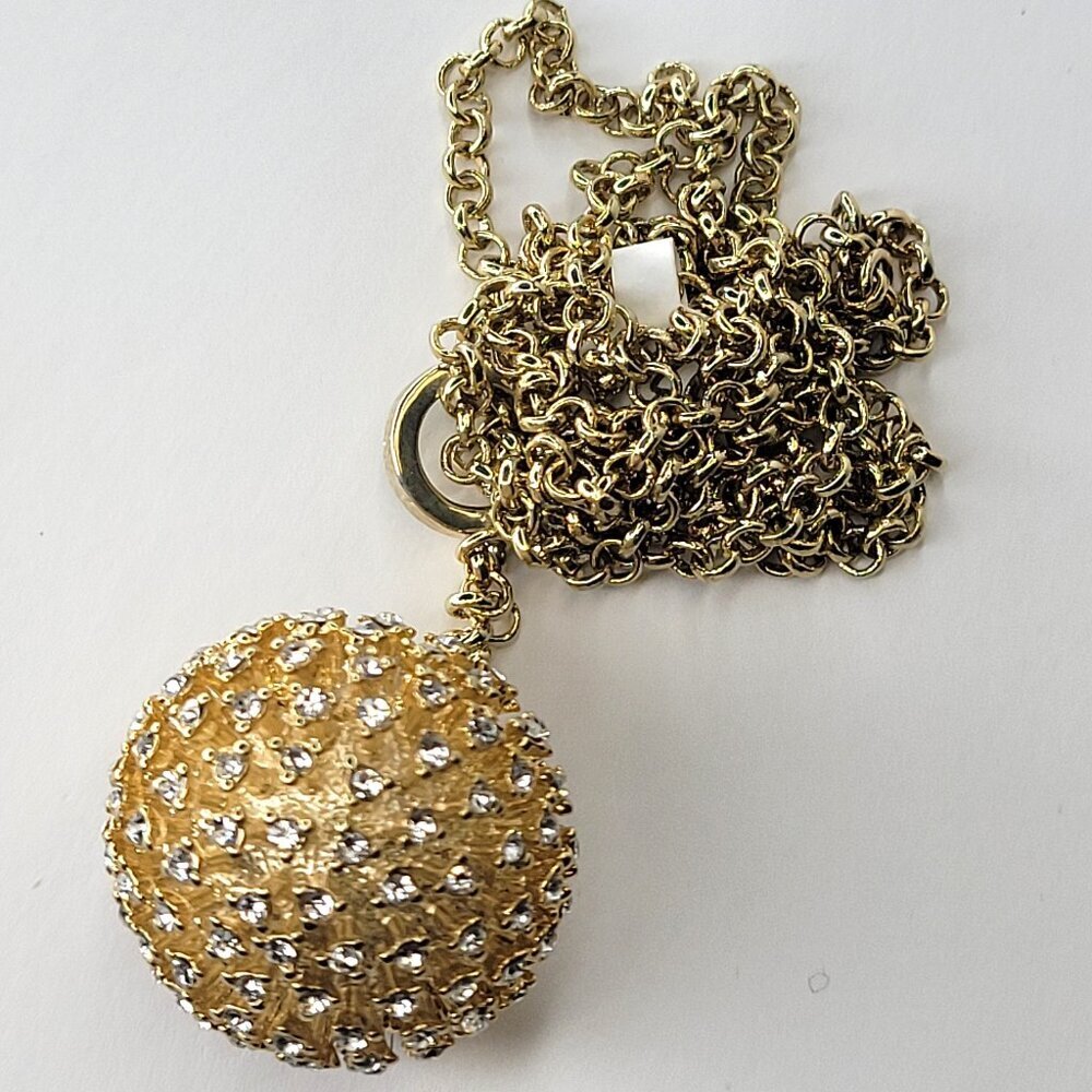 Gold Ball Crystal Pendant Necklace